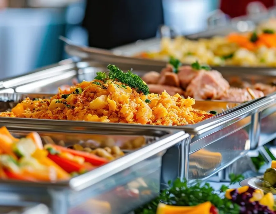 Een verzorgd buffet met verse gerechten
